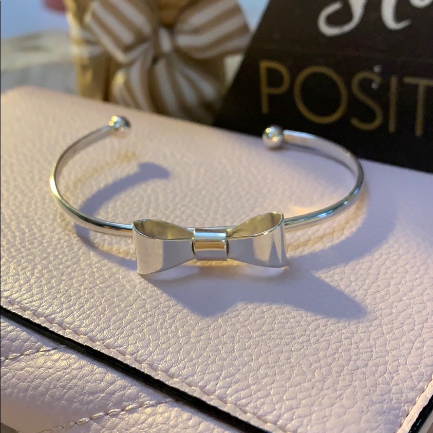 Stainless Steel Bow Accent Cuff Bracelet